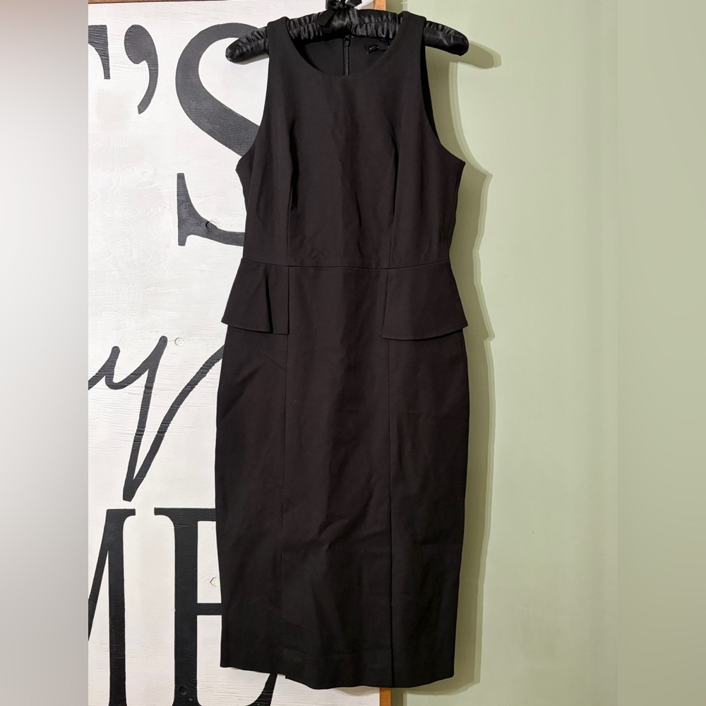 Banana Republic Black Sleeveless Peplum Midi Sheath Dress